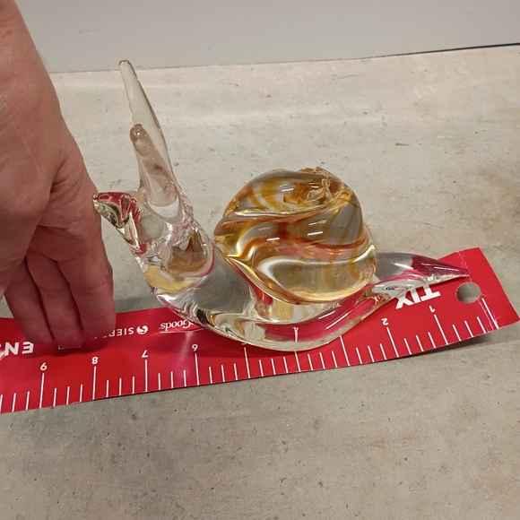 Elegant Italian Glass Snail Sculpture - Gold and Clear - Picture 4 of 16